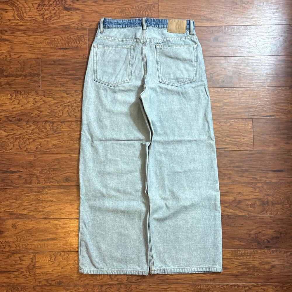 Cotton On Y2K Super Baggy Wide-Leg Inside Out Denim Jeans Size 30